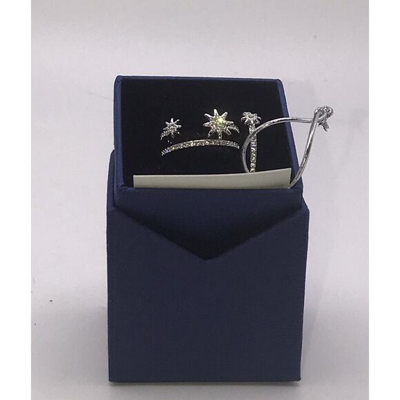 Swarovski FIZZY Crystal Pave Silver Retired 7/55/M Stackable Signed Ring Set - Picture 3 of 12